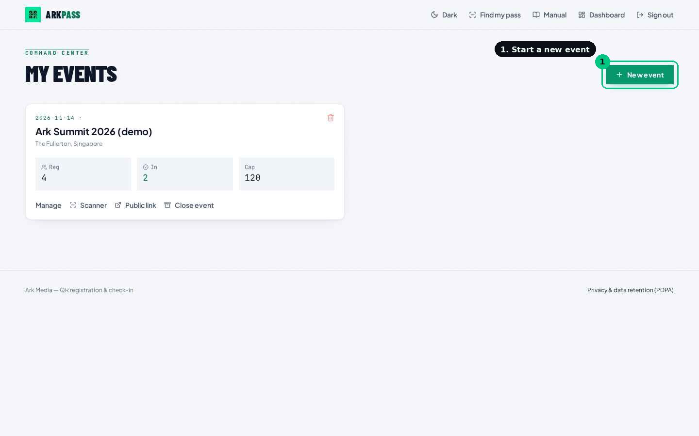 2. Creating an event