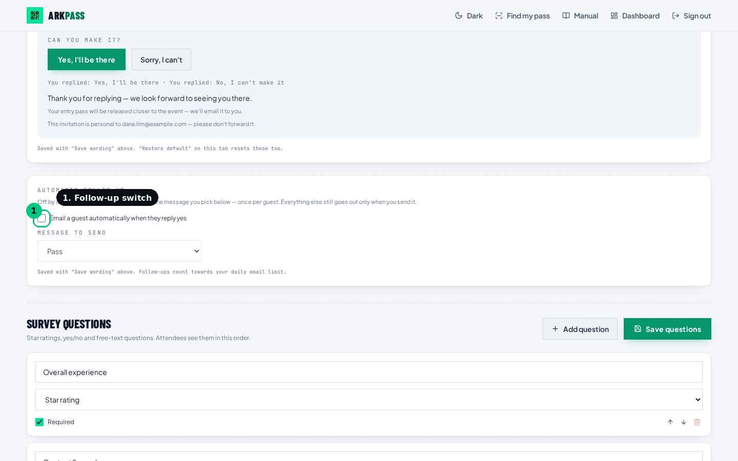 5. The RSVP reply page and follow-ups